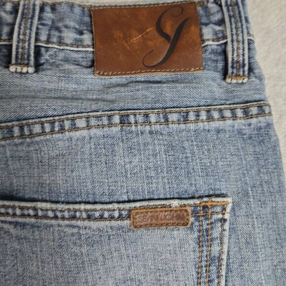 Y2K Sean John Jeans Mens 40x30 Blue Light Wash Garvey Wide Leg Baggy Distressed - Picture 6 of 11